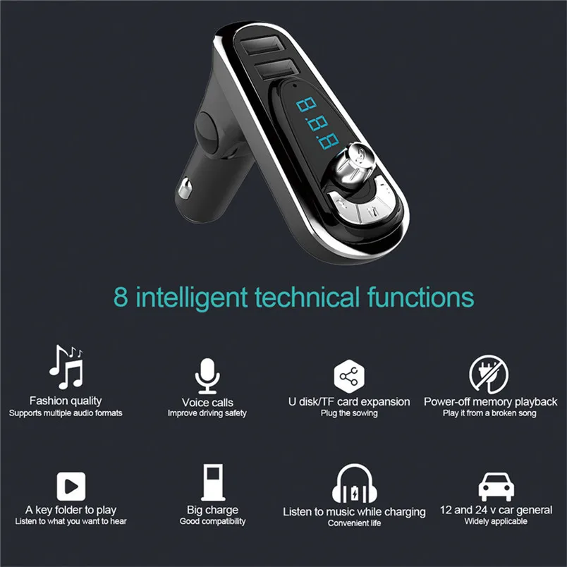 Беспроводной автомобильный FM передатчик с Bluetooth и функцией громкой связи 3 0 mp3