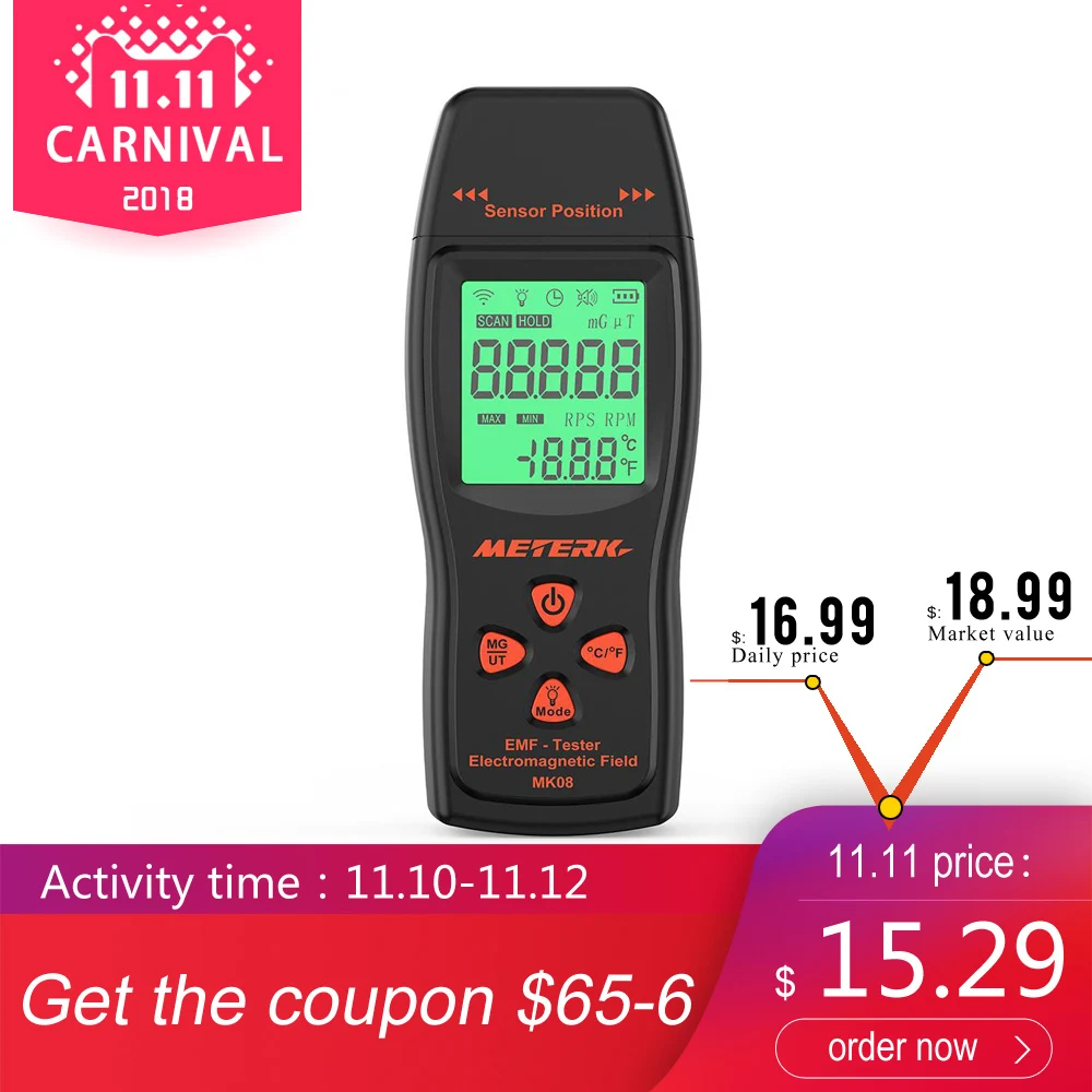 Buy Meterk EMF Meter Handheld Mini Digital LCD EMF