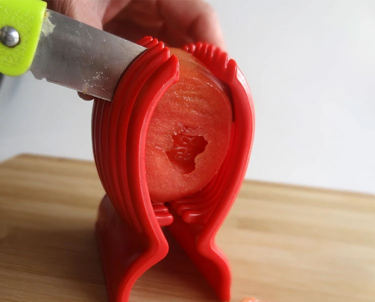

Multi-function Tomato slicer Red Tomato Holder Slicer Guide Potato Onion Cutter Fruit Vegetable Cutting Holder 1pcs