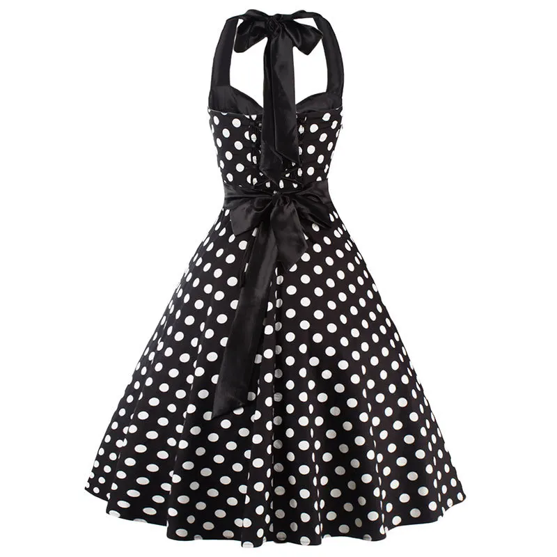 Women Dress Plus Size Summer Clothing 2017 Retro Swing Short Gown robe Pin up Dot Vintage 60s 50s Rockabilly Dresses