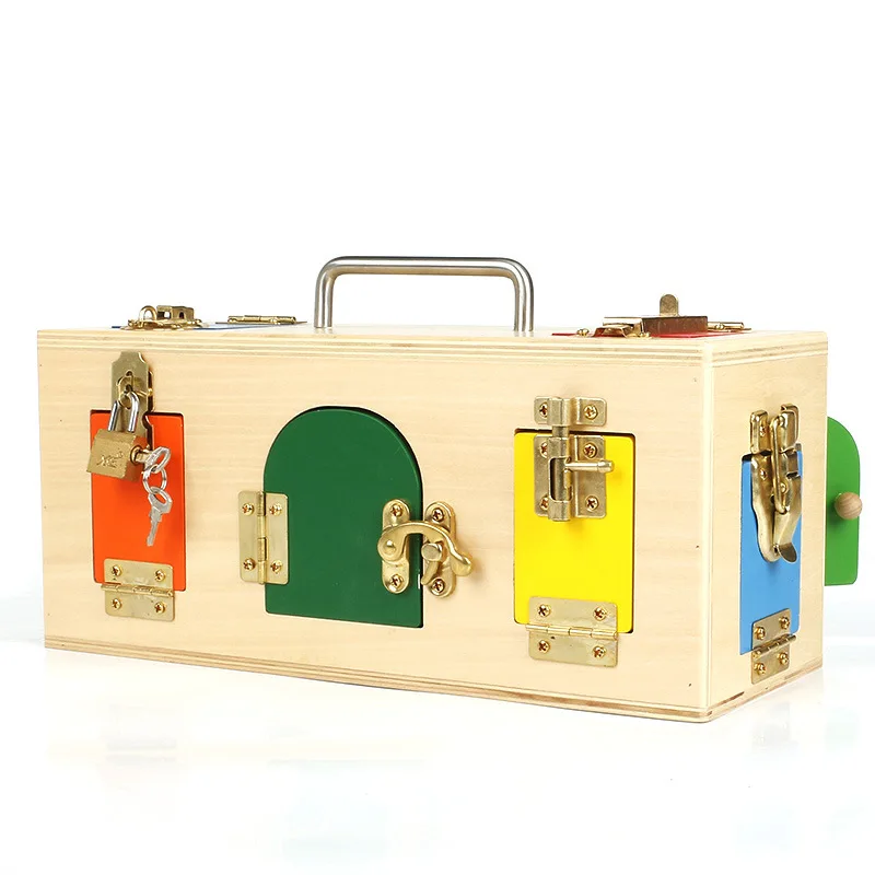  Montessori Toys 3 Years Lock Box Montessori Materials Sensorial Educational Wooden Toys For Childre