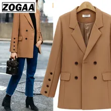ZOGGA Fall 2019 new European and American suit collar in the long double-breasted loose suit style coat