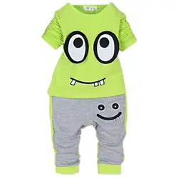 Комплект одежды для маленьких мальчиков, детская одежда, хлопковая рубашка с длинными рукавами + штаны, новинка 2017, повседневный комплект