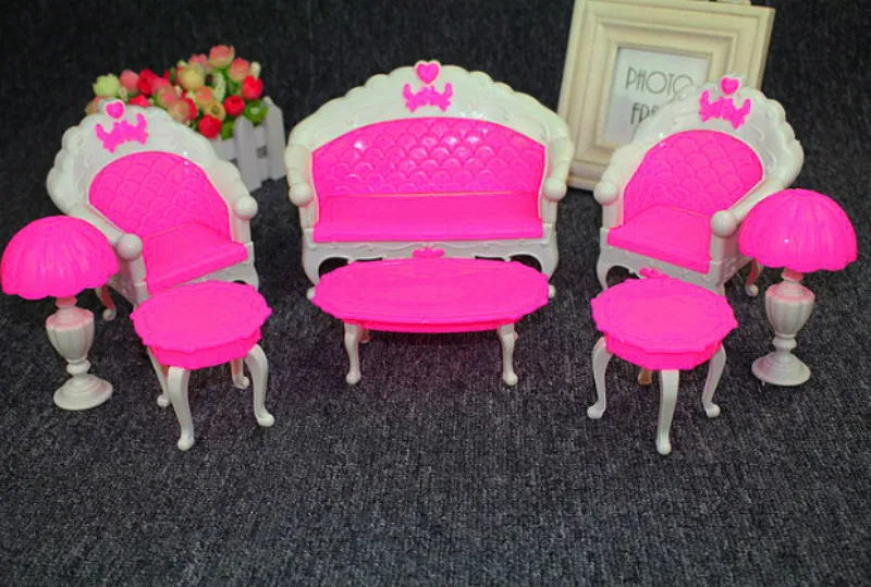 Online Get Cheap Barbie Living Room Furniture Set -Aliexpress.com 6Pcs/ Pack Dollhouse Furniture Living Room Parlour Sofa Chair Set Plastic for Barbie Acessorios House - Online Get Cheap Barbie Living Room Furniture Set -Aliexpress.com