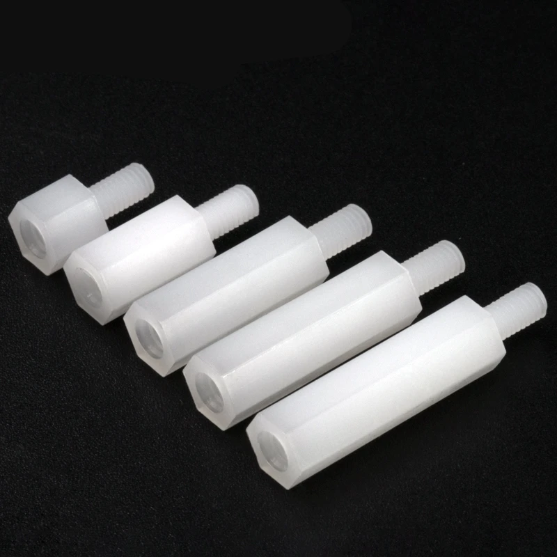 500pcs M3*7+6 White Nylon Standoff Spacer Hex Plastic Male Female