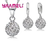 925 Sterling Silver Bridal Jewelry Sets Women Girls Wedding Gifts Austrian Crystal Paved CZ Disco Ball Necklace Hoop Earrings ► Photo 1/6