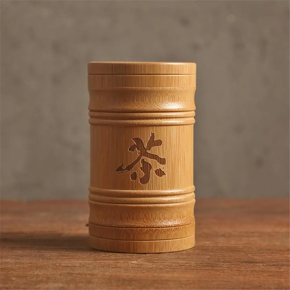 Портативная бамбуковая герметичная чайная Канистра с китайским чайным символом, коробка для хранения натурального чая, чайный контейнер