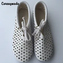 Careaymade/ г. Летние туфли на плоской подошве для девочек Mori художественная обувь в стиле ретро с круглым носком на полой подошве кожаные туфли с закрытым носком 2 цвета