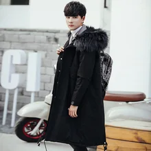New Mens Coats Warm Waterproof Big Raccoon Fur Collar Winter Jackets Thick Casual Outerwear Handsome Regular Parkas,Coats Hooded