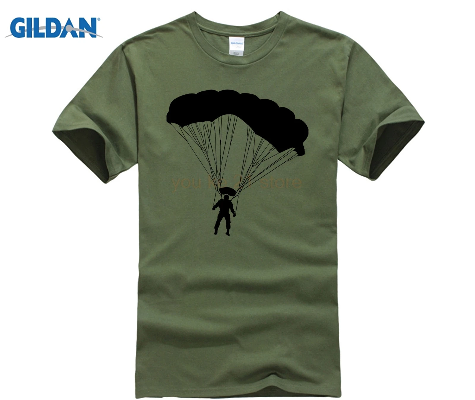 

Skydiver Silhouettes Parachuting Tee Shirts Parachute Jumping Parachutist T-Shirt Sale Men's Cotton Short Sleeved Male