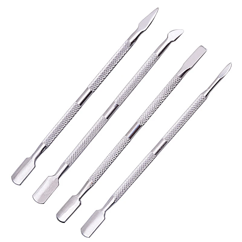 

4Pcs Double Sided Finger Cuticle Pusher Dead Skin Nail Art Remover Cuticles Stainless Steel Pedicure Manicure Cleaner Nail Tools