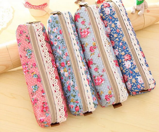 

1X Random Color Sweet Floral Laces 20CM Canvas Coin BAG Pouch Case ; Lady Women's Coin Purse BAG Pouch