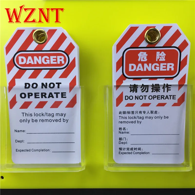 

Durable PVC Safety Lockout padlock tag tuff tags do not operate tag Content can be customized plastic package