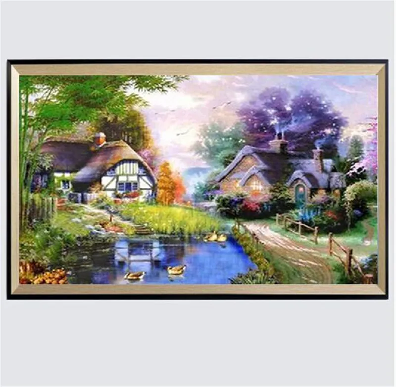 

Hot DIY scenery Diamond Embroidery European Villas 5D Rhinestone Pasted cube drill Diamond Painting Needlework