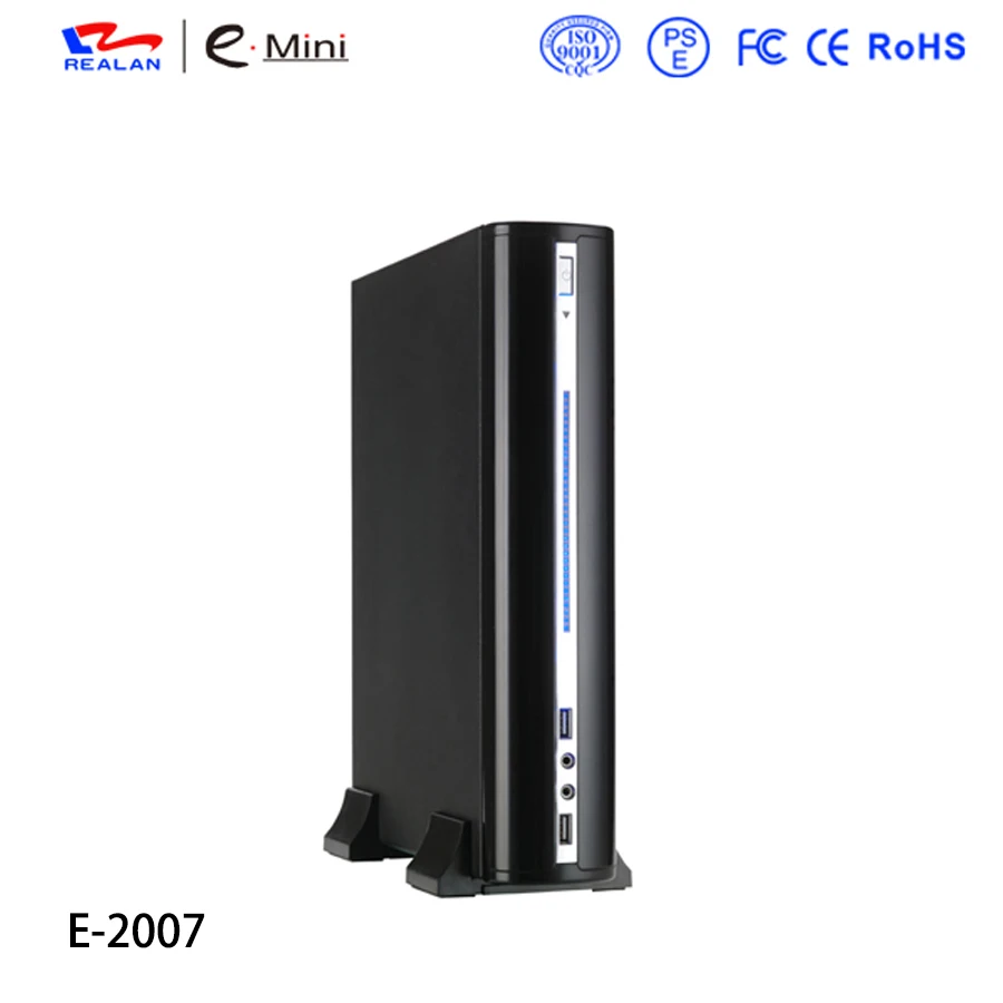 Realan 2007C Verticale Mini ITX Case Met Fan USB Audio HDD SATA Kleine ATX Gevallen Voor PC