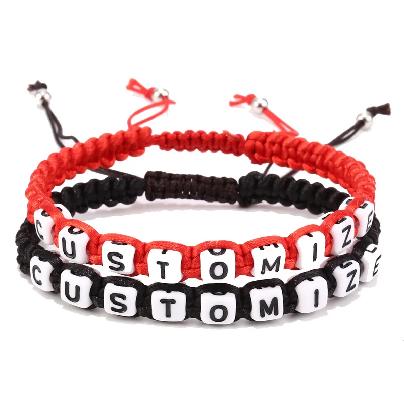 

1pcs Custom Name Bracelet Personalized Boy Girl His Her Couple Friend Braided Handmade Bracelet For Valentines Day Birthday Gift