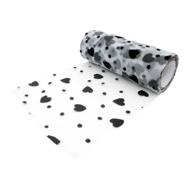 

(15cm x 10 yard )Romantic Heart Tulle Roll Tutu Fabric Wedding Decoration Sewing Mesh Fabric DIY Organza Tutu Skirt Accessories