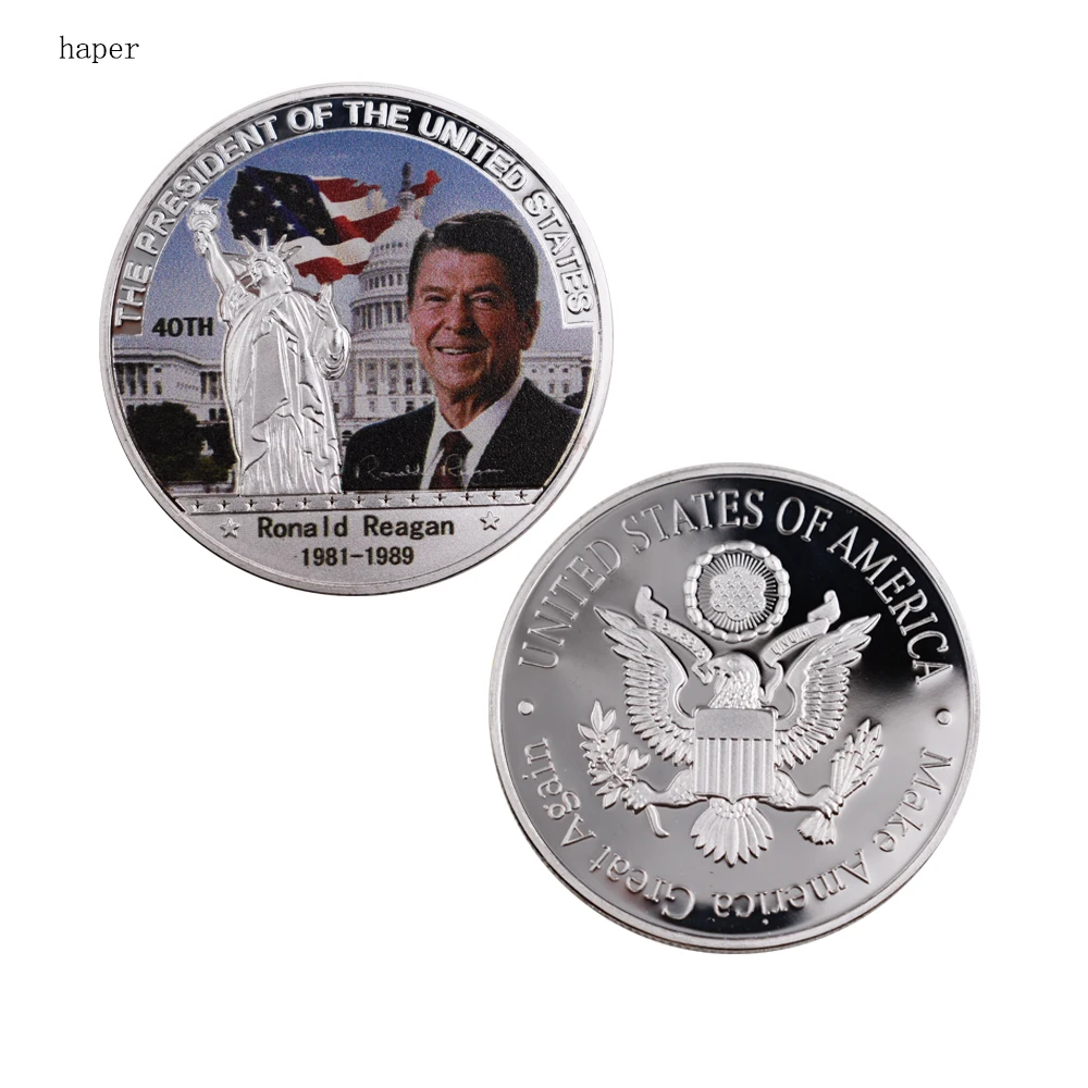 

Birthday Gifts US 40th American President Ronald Reagan Souvenir Coin 999.9 Silver Plated Metal Coin Worth Collection