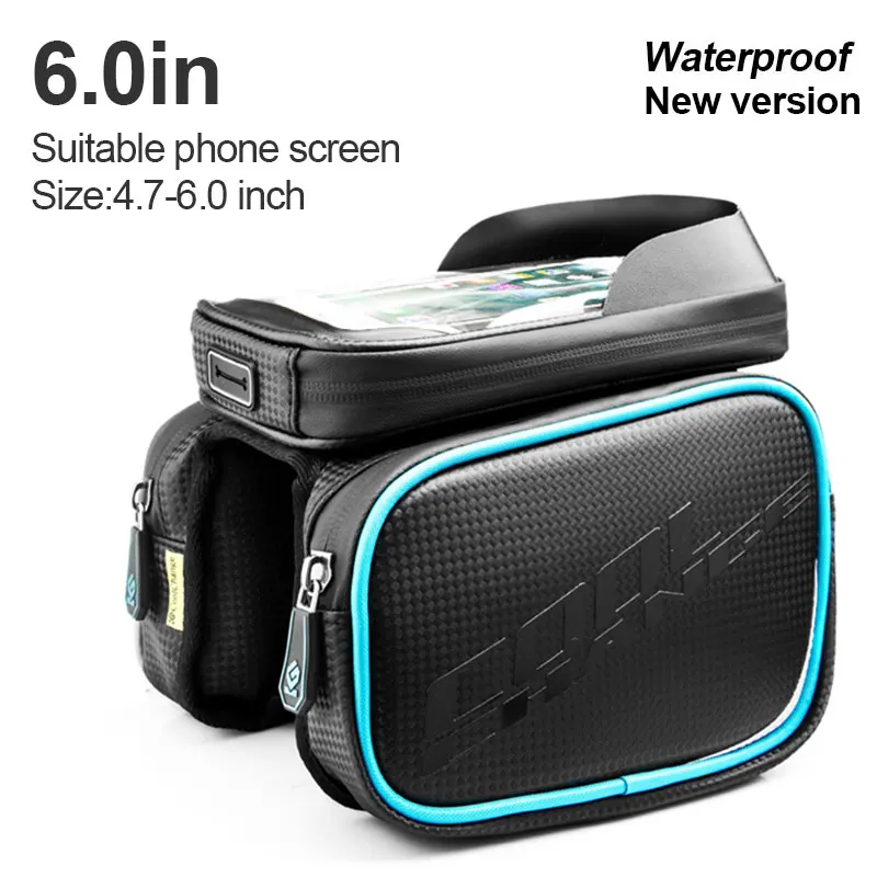 CoolChange, 6,2 дюймов, водонепроницаемая велосипедная сумка для горной дороги и велосипедная сумка с сенсорным экраном, передняя рамка, верхняя часть, сумка для велоспорта для мобильного телефона - Цвет: blue 60