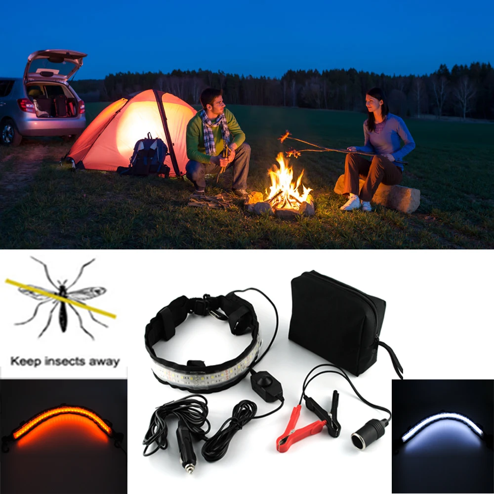 12V LED Strip 5050 Keep Mosquito Away Camping Lamp Waterproof Outdoor Lighting for Hiking in Night Dimmable Lantern Tent