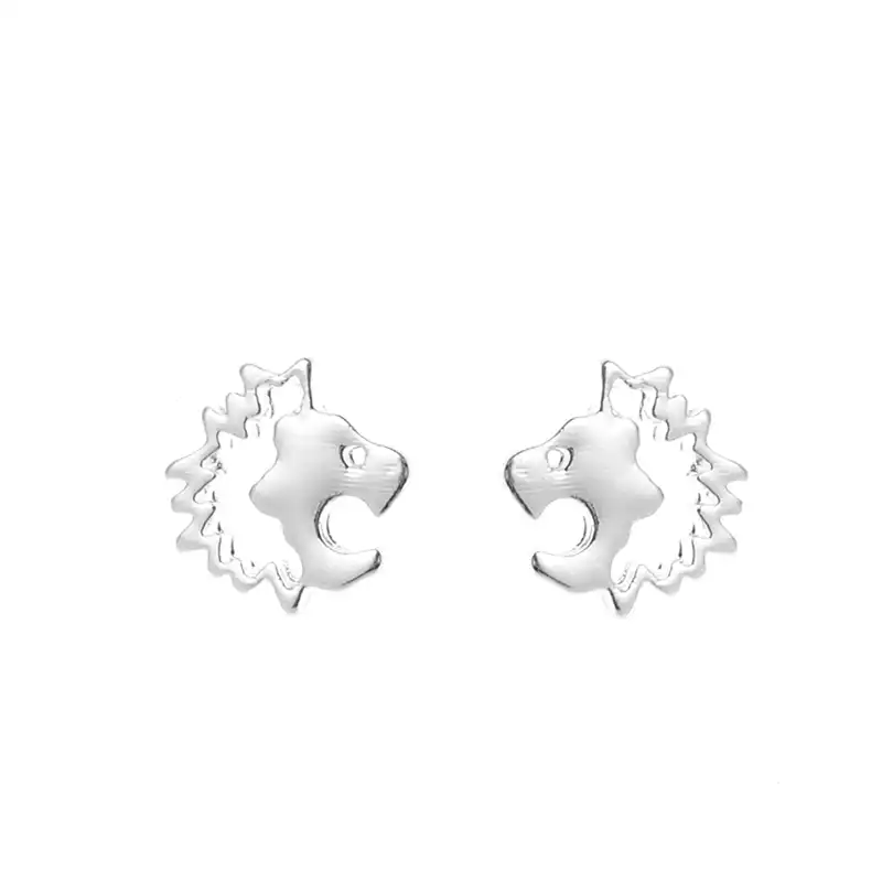 León rey de los animales aretes remolque pendiente metal plata