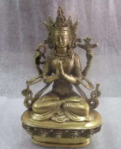

Elaborate China brass Tibetan Buddhist Goddess of Mercy statue