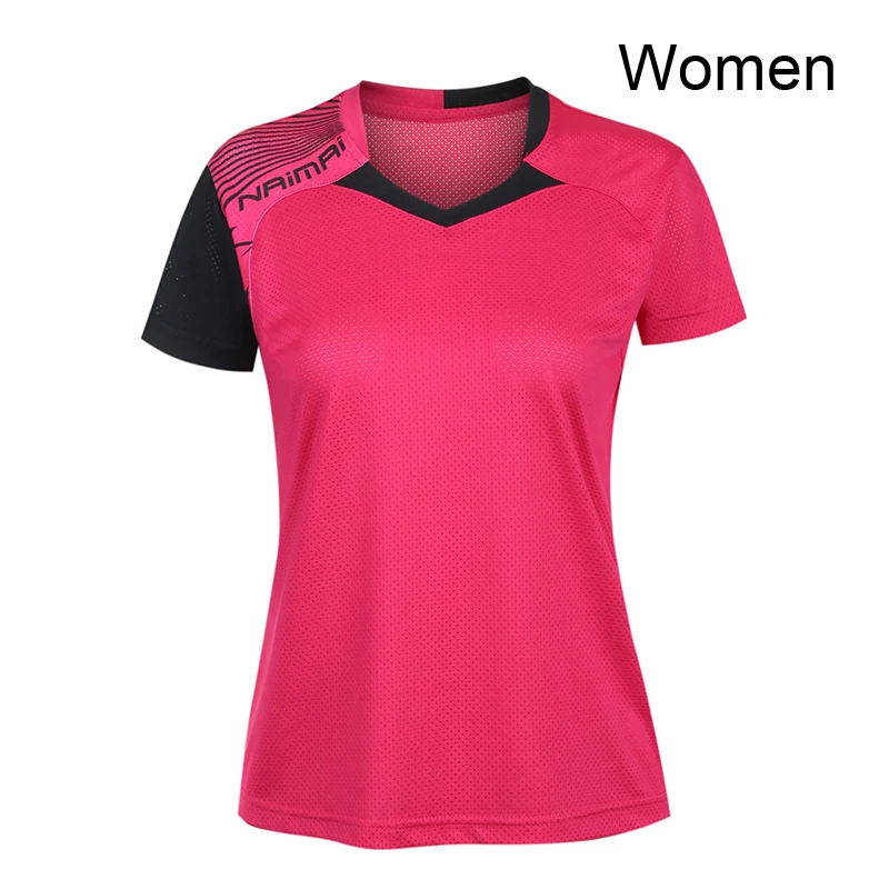 Рубашка для бадминтона с бесплатной печатью для мужчин/женщин, Спортивная футболка для бадминтона, футболки для настольного тенниса, одежда для тенниса, сухая крутая рубашка 5062 - Цвет: Woman Red 1 shirt