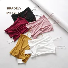 BRADELY MICHELLE, новинка, летняя Классическая однотонная майка из чистого хлопка, комфортный короткий топ без рукавов для сексуальных женщин, короткая майка