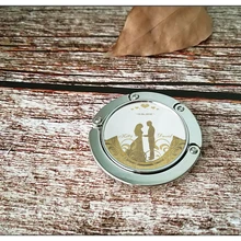 50 шт./партия, на заказ, свадебная сумка с логотипом, вешалка, Складная Сумочка, крючок, Свадебный Кошелек для душа