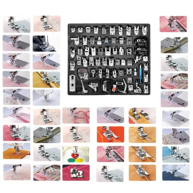 62pcs Domestic Sewing Machine Presser Feet Set Singer Janom Sewing Machines Foot Tools Accessory