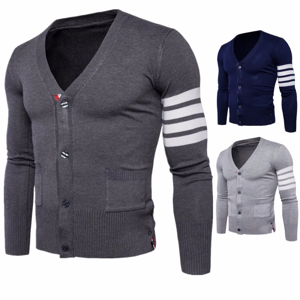 2018 г. осенние и зимние новые Amazon международная торговля мужской свитер кардиган v-образным вырезом мужской свитер куртка