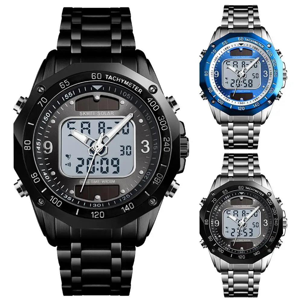 

Popular Men Solar Power Luminous Dual Display Digital Analog Sport Wrist Watch