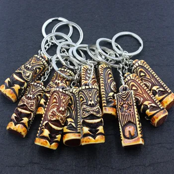 

Jewelry Wholesale 12pcs/LOT Cool totem Tiki man keyrings Keychains Car Key Rings for Children's gift YKR26