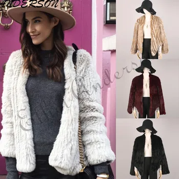 

ETHEL ANDERSON Real Rabbit Fur Knitted Elegant Coat Women's Vintage Fur Jacket Waist Short Cardigan Irregular Collar Top Vogue