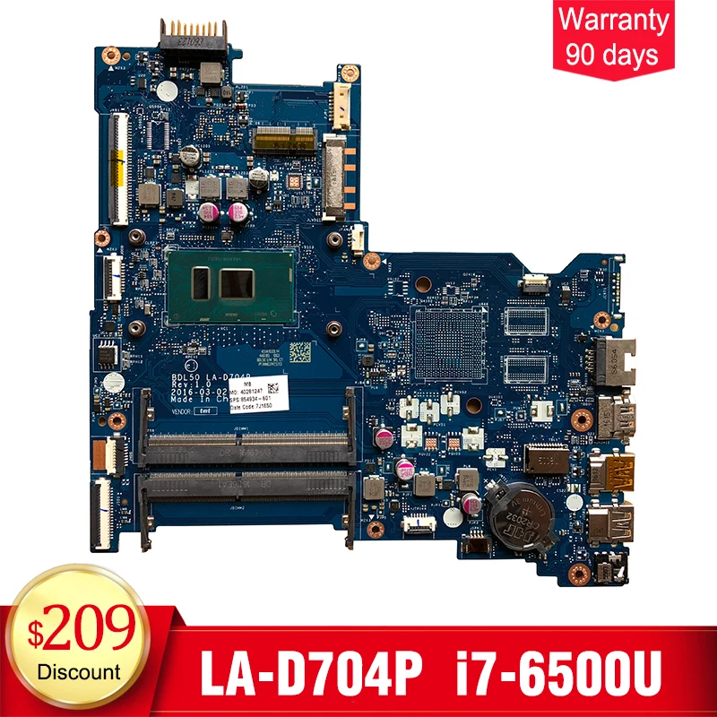 

BDL50 LA-D704P For HP 15-AY laptop motherboard SR2EZ i7-6500U DDR4 854934-601 100% tested intact