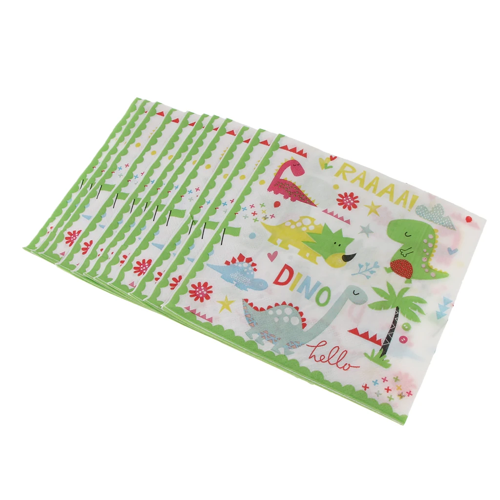 20 Pieces Lovely Cartoon Dinosaurs Napkin Birthday Party Table Decoration Kids Favorite DIY Paper Ornament 