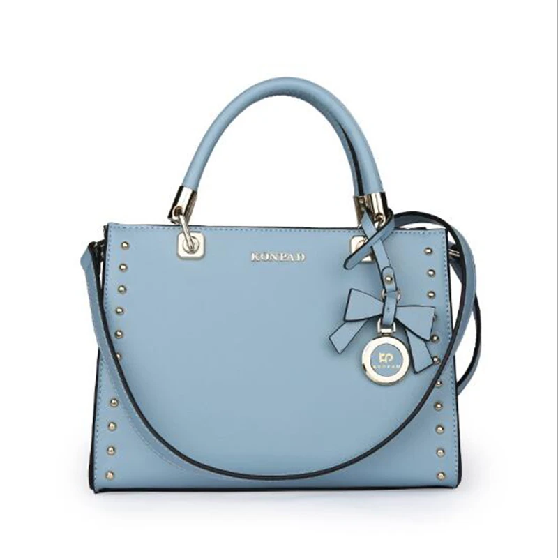 

Women Handbags 2019 New Fashion Pu Leather Vintage Solid Sewing Female Bag With Bow And Rivet Decoration Girls Day Clutches Bag