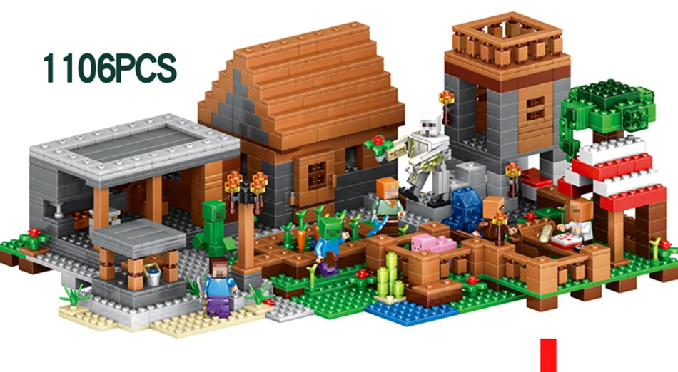 

LEPIN 18010 1106pcs My World Compatible LegoINGed Minecrafted Building Block My Village Bricks DIY Gift Toys for children