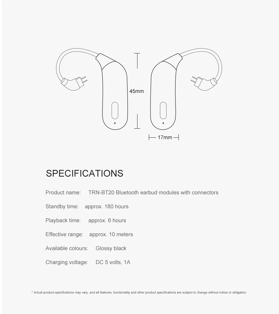 TRN BT20 Bluetooth V5.0 ушной крючок кабель MMCX/2Pin разъем наушники Bluetooth адаптер для SE535 UE900 ZS10/AS10/BA10 TRN V80/V10