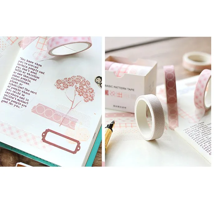 5 шт. набор основных маскирующих лент DIY Bullet Journal Дневник украшения для ежедневника сетка полоса цветок клейкая этикетка винтажные канцелярские принадлежности набор