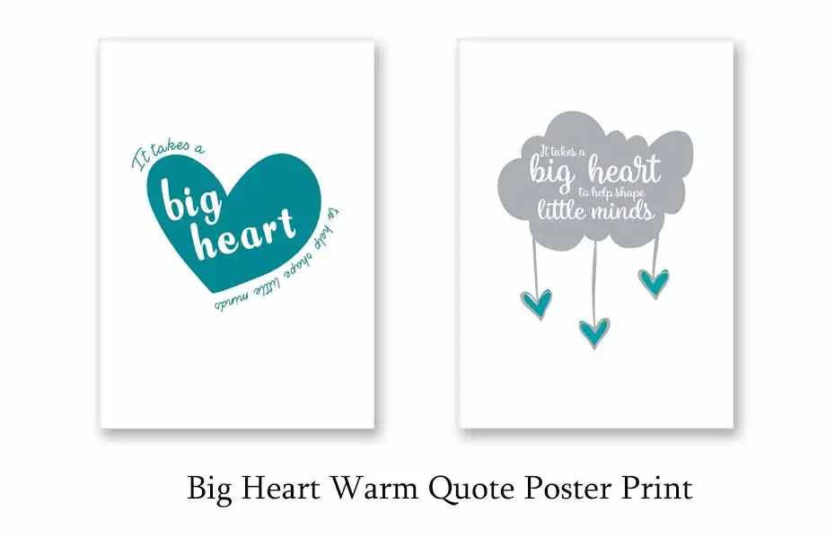 Teacher Gift Posters Prints Posters Cartoon Big Heart Quotes Canvas Painting On The Wall Modern Art Pictures Kids Room home Deco (2)
