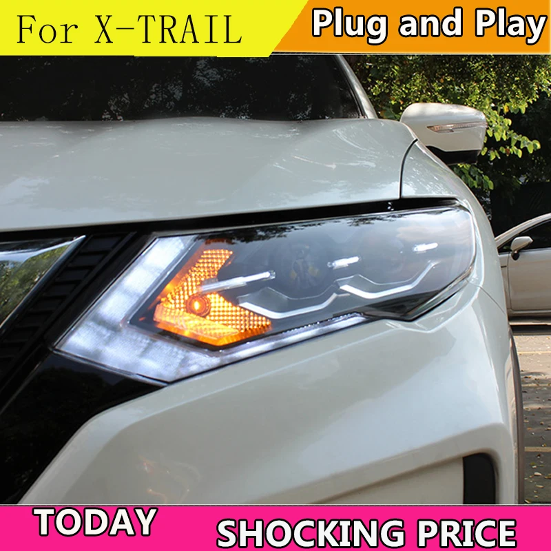  doxa 2Pcs LED Headlights For Nissan X-Trail 2017 led car lights Angel eyes xenon HID KIT Fog lights - 32989548467