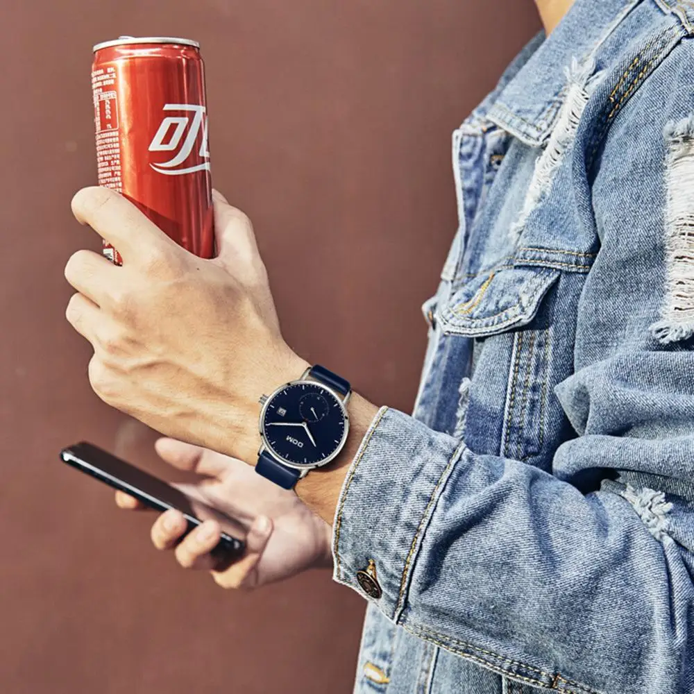 DOM Brand Blue Color Luxury Business Men Watch Waterproof Unique Fashion Casual Quartz Male Dress Clock Watches relogio M-307