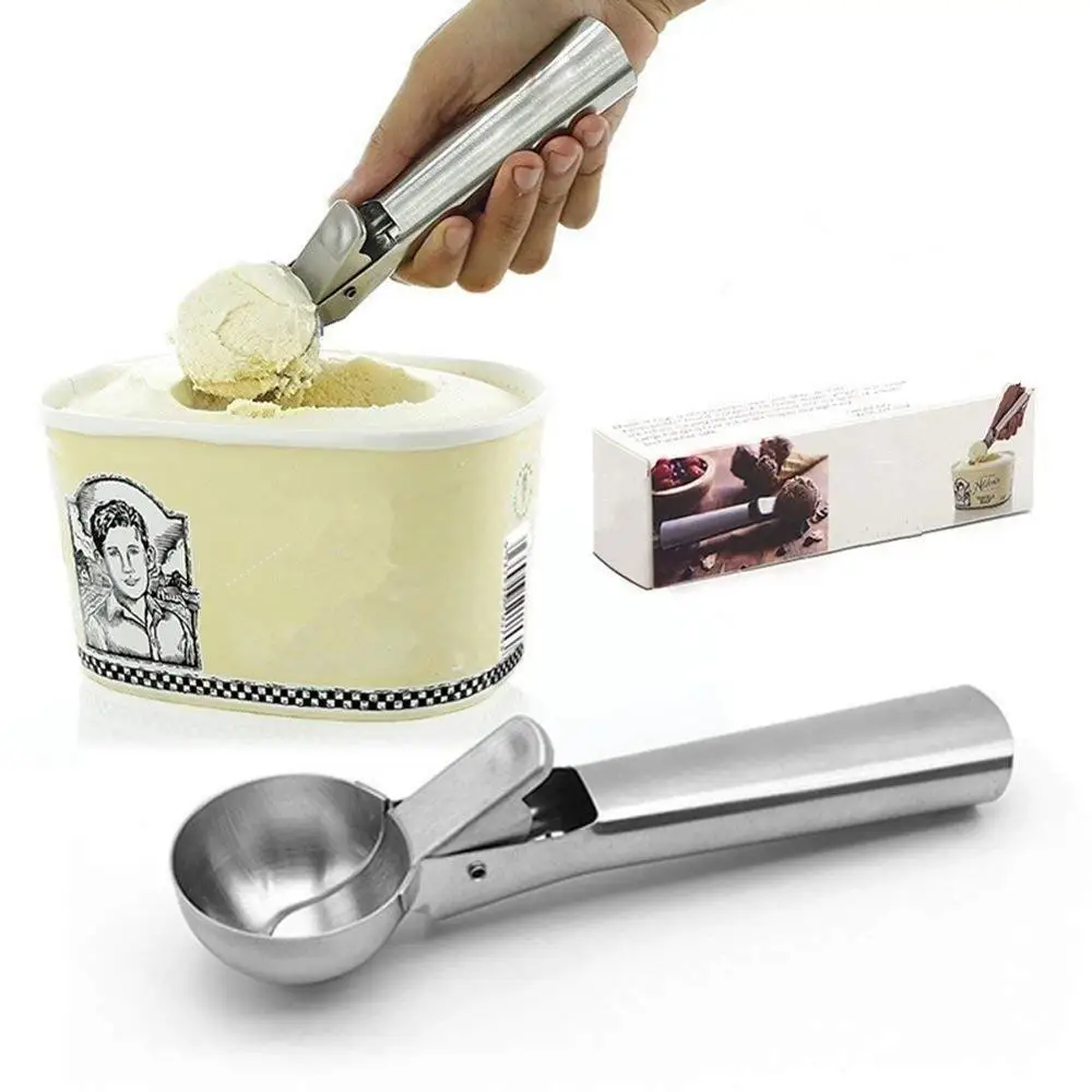 

Ice Spoon Stainless Steel Ice Cream Scoop for Fruits Cookie Dough Scooper with Trigger Frozen Yogurt Sorbet Ice Ball Maker