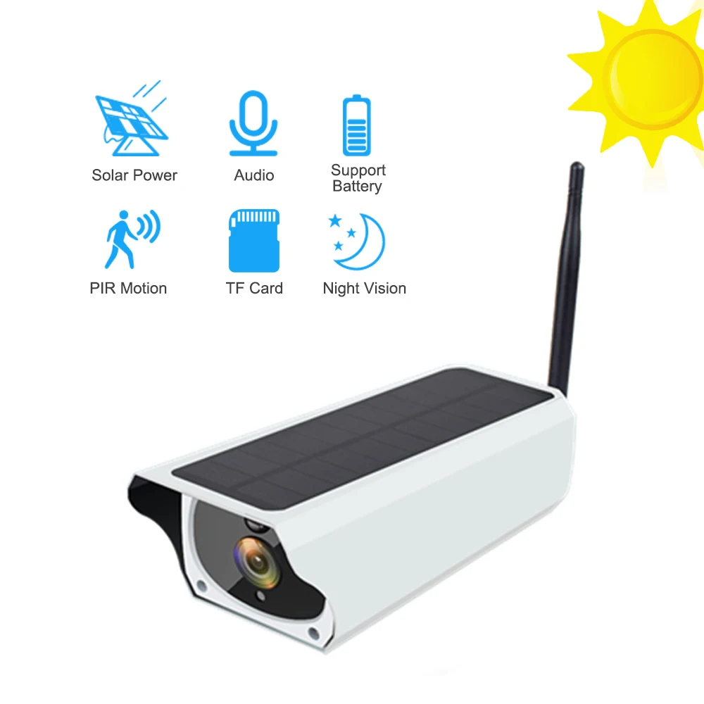 

Outdoor 1080P Solar Power Camera Wifi Waterproof Security Battery Wireless IP Camera PIR Motion Detection HD Audio Surveillance