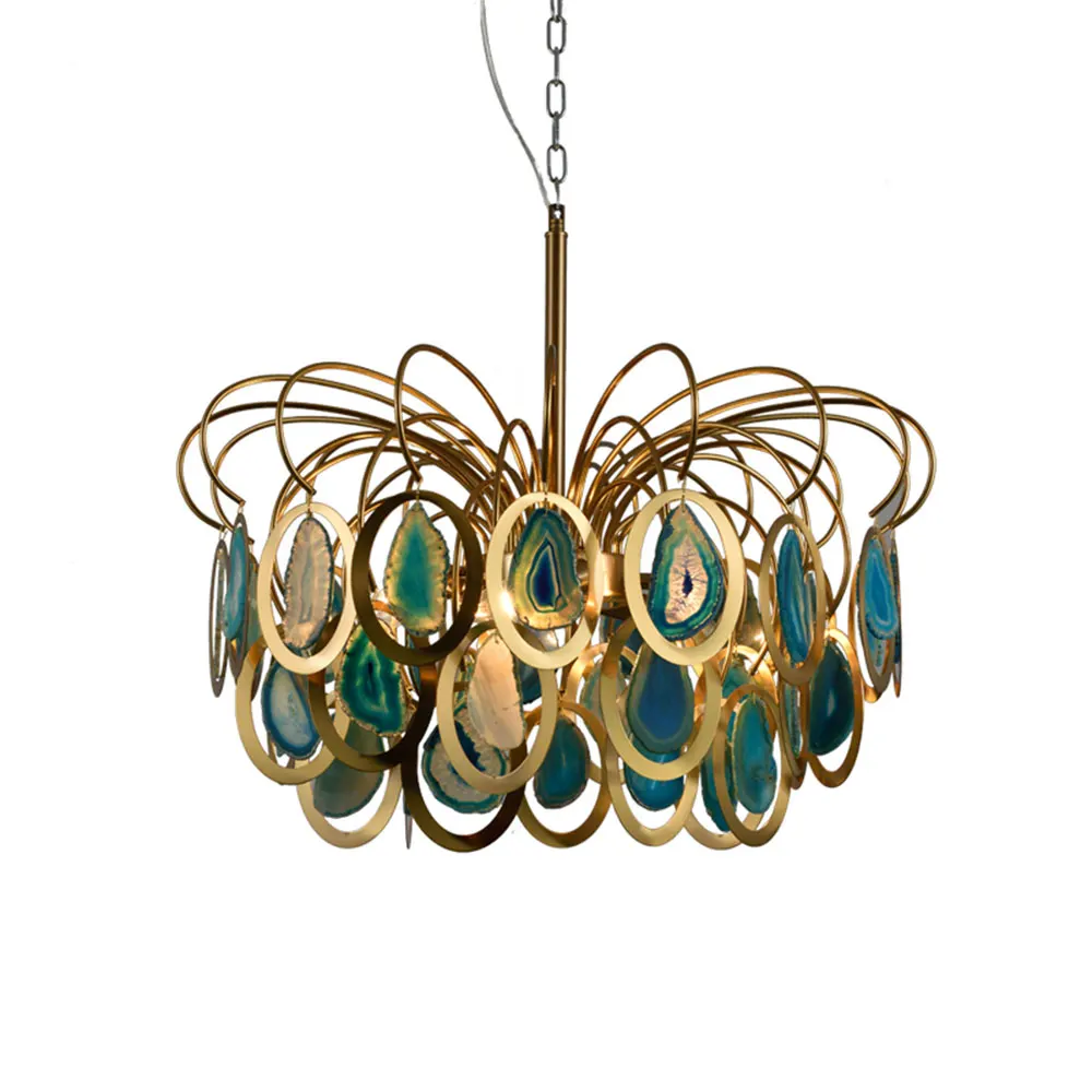 

Nordic Modern Design Chandelier Light Luxury Agate Hanging Lamps Living Lighting Becorative Lighting For living room dining room