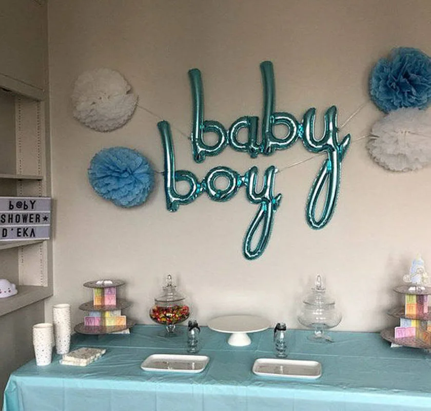 Jumbo One/Детские воздушные шары из фольги для мальчиков и девочек, детские вечерние украшения для вечеринки - Цвет: blue baby boy