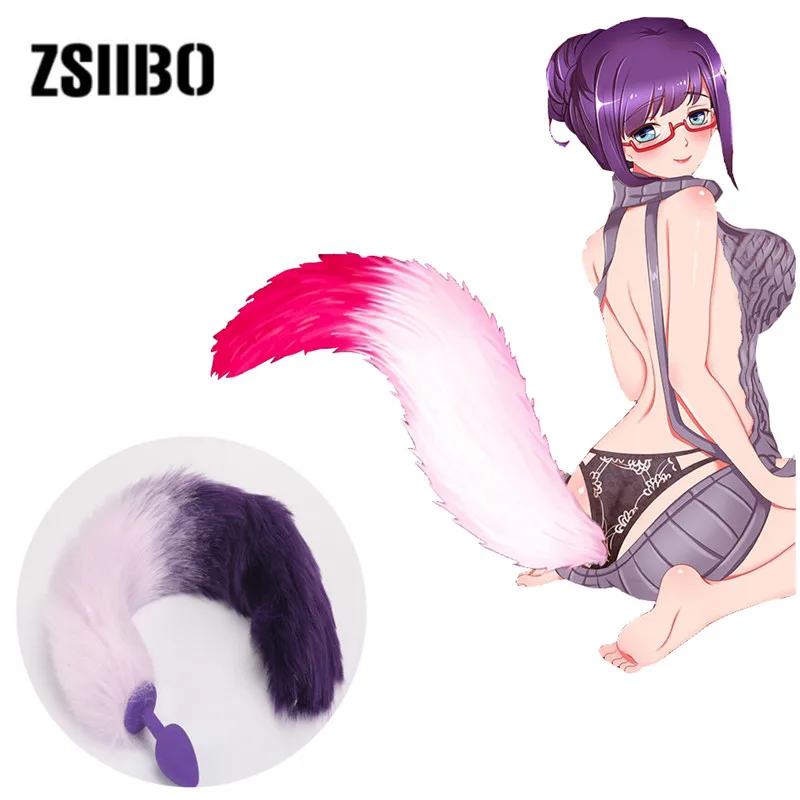 Faux fur tail Adult sex toys Butt Plug Silica gel Faux Fox Tail Sex Toy Anal Insert Stopper  private goods anal plug for sexWB09