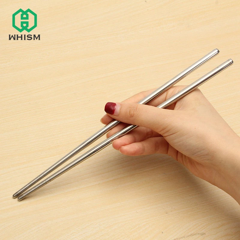 

WHISM 5 Pairs Chinese Chopsticks 304 Stainless Steel Chopstick Kitchen Hashi For Sushi Non-Slip Reusable Dinner Food Sticks