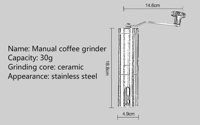 Ручная кофемолка из нержавеющей стали может вымыть толщину можно регулировать количество